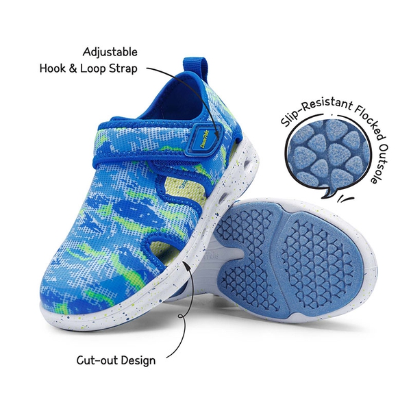 Kids Camouflage Quick Dry Water Sandals - NAVY NEON GREEN - 3
